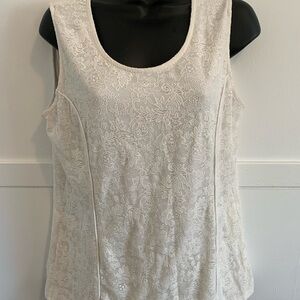 Kenneth Cole Cream Floral Lace Tank Top